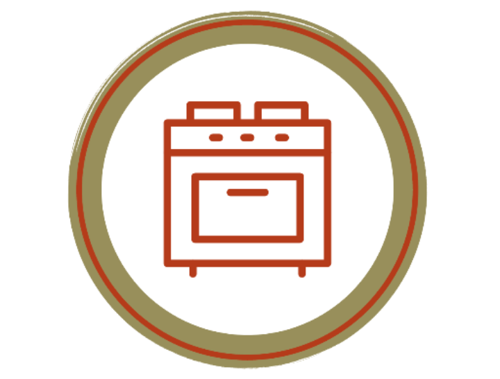 Icon representing Home On The Range – Catering Kitchen with oven symbol