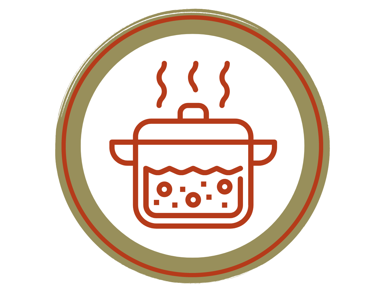 Icon representing The Cookery – Catering Kitchen with cooking pot illustration